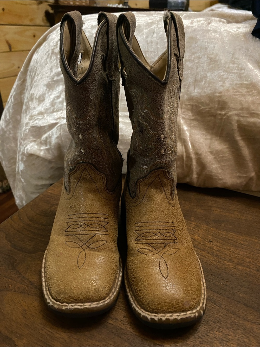 Old West Kids Brown Tan Western Boots